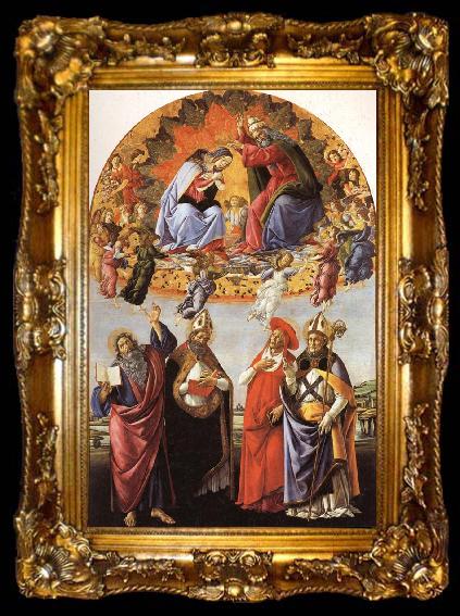 framed  Sandro Botticelli The Coronation of the Virgin with SS.Eligius,John the Evangelist,Au-gustion,and Jerome, ta009-2